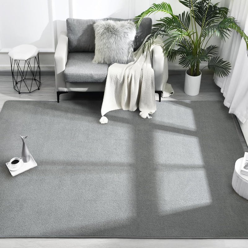 FlyDOIT Area Rugs for Bedroom Living Room, 7x10 Grey Super Soft Comfy Thickened Memory-Foam Indoor Carpets, Modern Aesthetic Minimalist Carpet for Boys Girls Adults Apartment Nursery Home Décor - Image 2